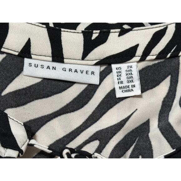 Susan Graver Liquid Knit Zebra Print Top, Size 2XL - Picture 5 of 6